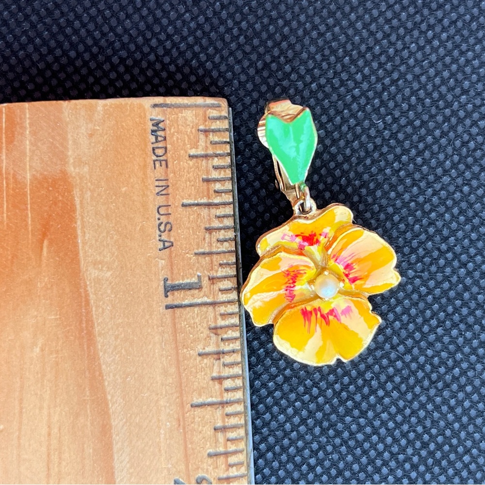 Vintage Floral Bold Statement Earrings Enamel Flower - Picture 9 of 11